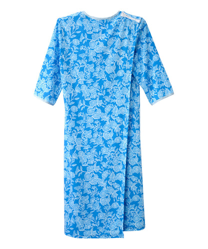 Women's Open Back Hospital Gown with Shoulder Snaps | Adaptive Recovery & Home Care Patient Gown