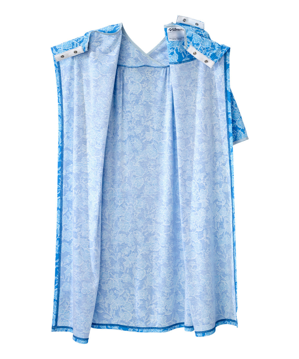 Women's Open Back Hospital Gown with Shoulder Snaps | Adaptive Recovery & Home Care Patient Gown