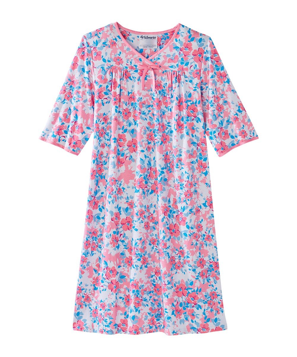 Women's Open Back Hospital Gown with Shoulder Snaps | Adaptive Recovery & Home Care Patient Gown