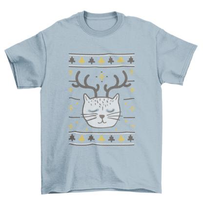 Ugly Christmas Sweater Cat T-Shirt