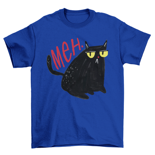Unimpressed Meh Black Cat T-Shirt