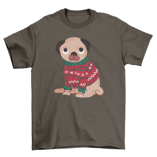 Pug in Ugly Christmas Sweater T-Shirt