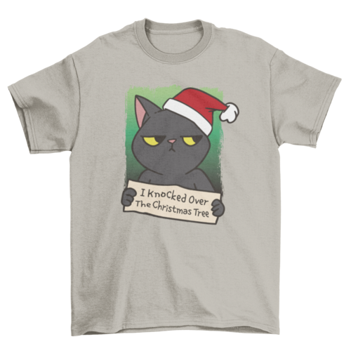 Black Cat Christmas Tree T-Shirt