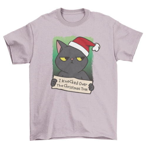 Black Cat Christmas Tree T-Shirt