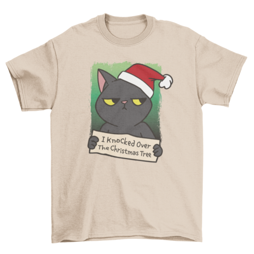 Black Cat Christmas Tree T-Shirt