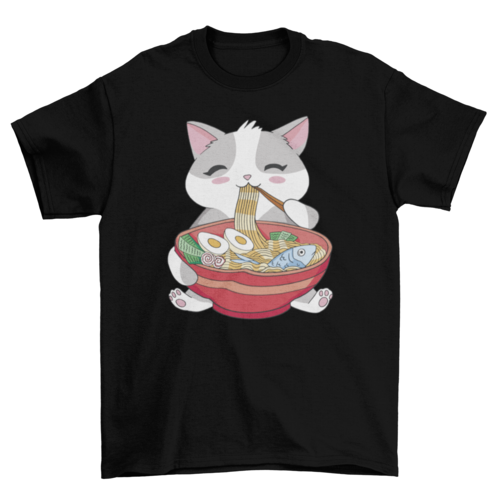 Cat Eating Ramen T-Shirt