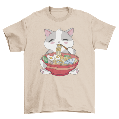 Cat Eating Ramen T-Shirt
