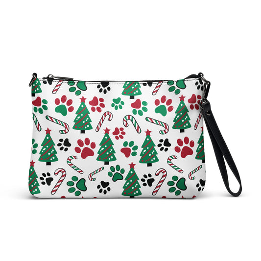 Christmas Paws & Candy Canes Crossbody Bag