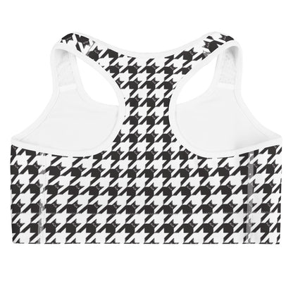 Black Cat Houndstooth Sports Bra