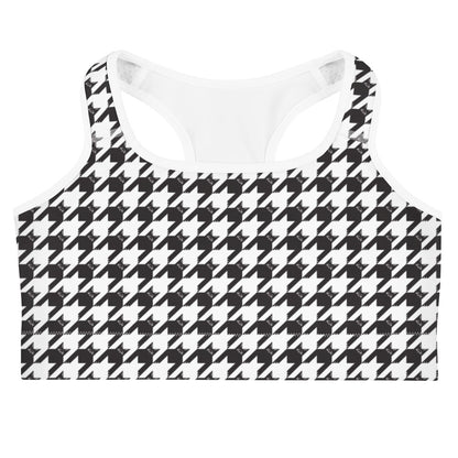 Black Cat Houndstooth Sports Bra