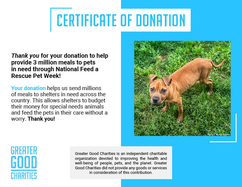 National Feed a Rescue Pet Week - Provide 3 Million Meals for Pets in Need