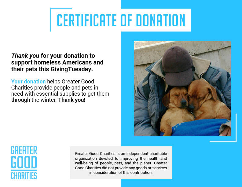 GivingTuesday: Send Good Packs to Homeless Americans and their Pets