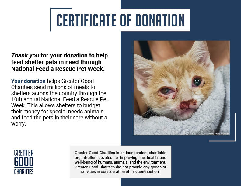National Feed a Rescue Pet Week - Provide 3 Million Meals for Pets in Need