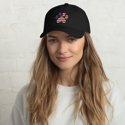 Patriotic Paw Print Baseball Hat