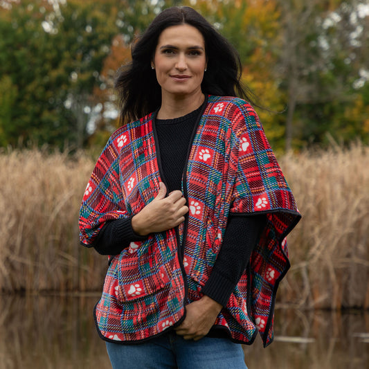 Super Cozy&trade; Paw Print Pocket Shawl