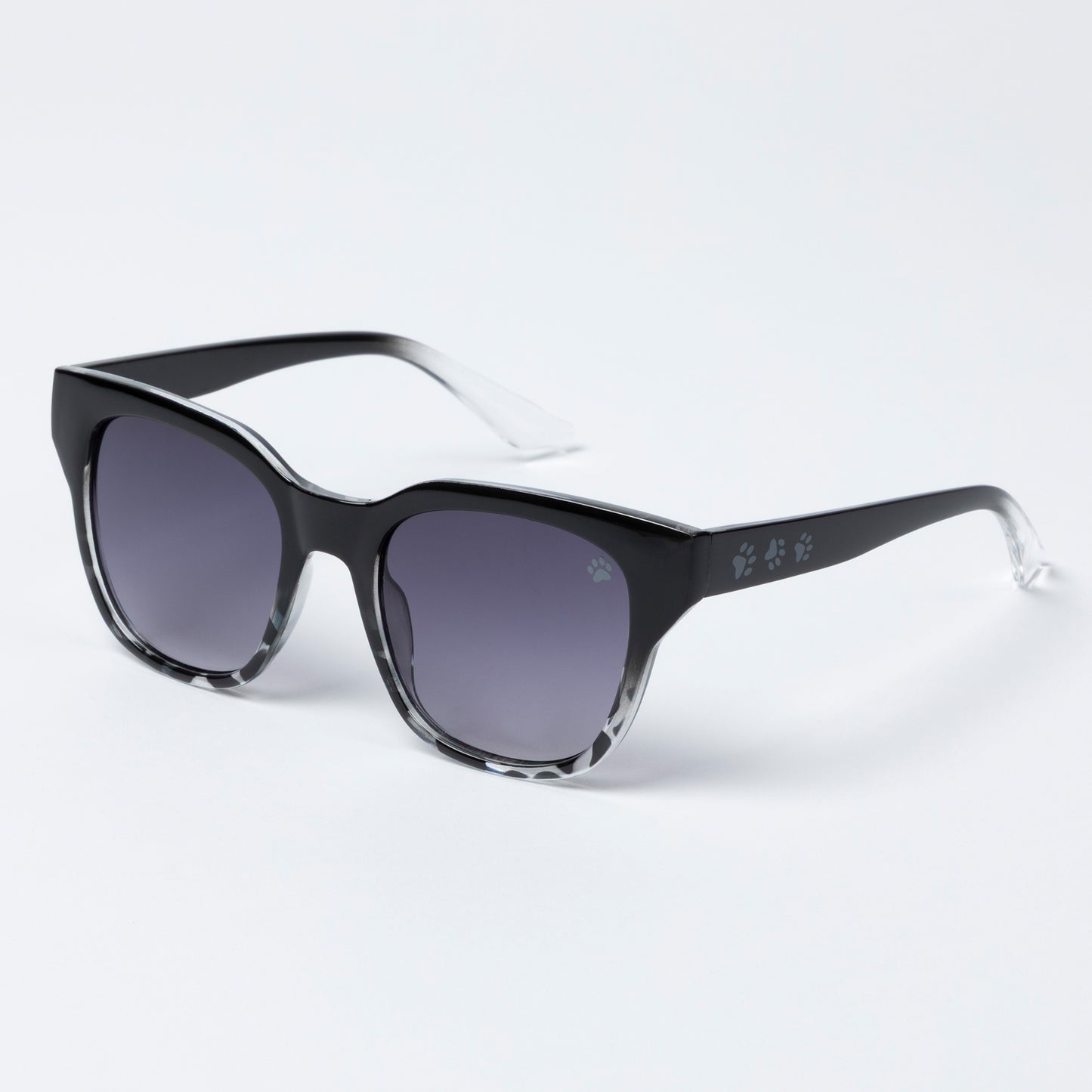 Black sunglasses with gradient lenses on a white background