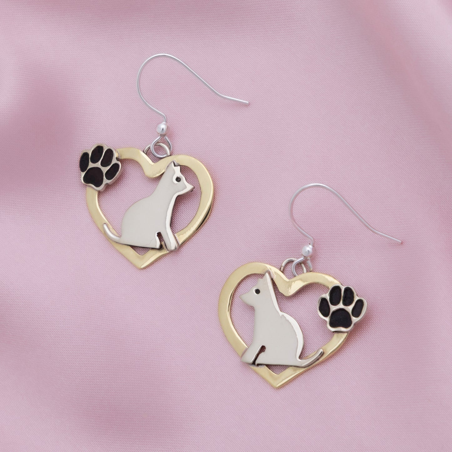 Cat & Dog Mixed Metal Earrings | Handmade, Fair Trade