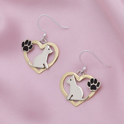 Cat & Dog Mixed Metal Earrings | Handmade, Fair Trade