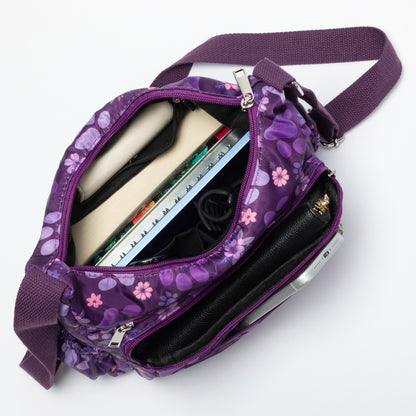 Paw Print Nylon Crossbody Purse | Adjustable Strap with Zip Pockets