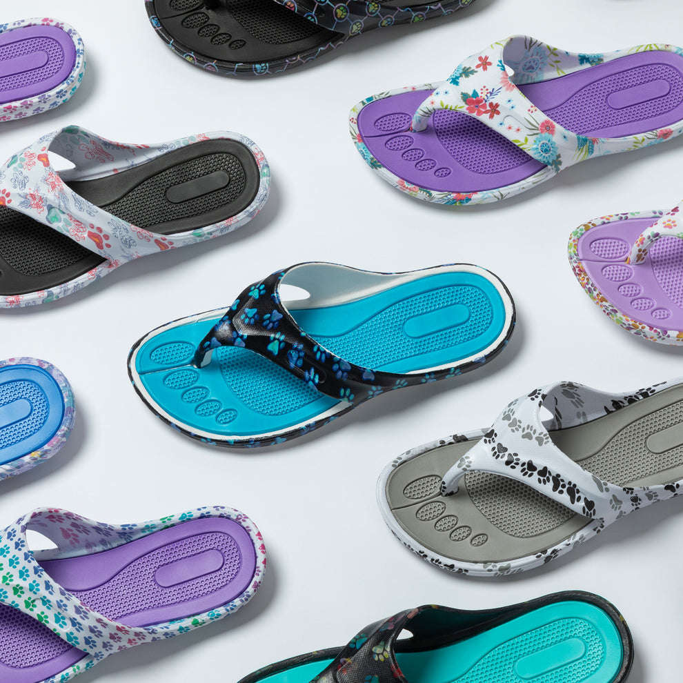 Women's Walking Paws Flip Flops | Paw Print Sandals | GreaterGood