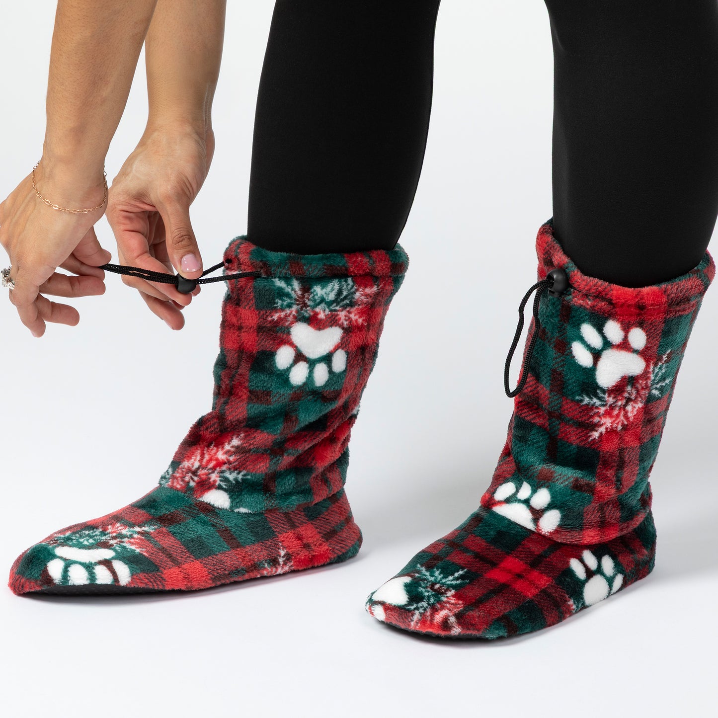 Super Cozy&trade; Deluxe Paw Non-Slip Toggle Slipper Booties