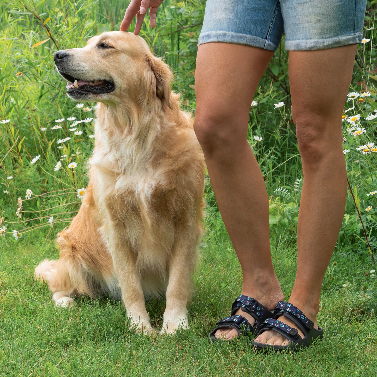 Paw Prints Velcro Slide Sandals