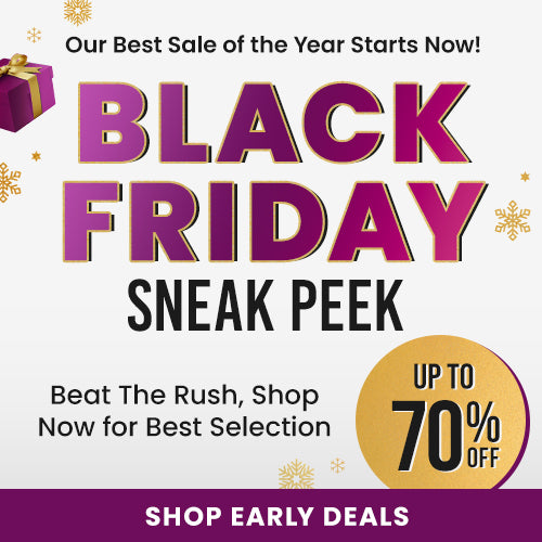 Black Friday Sneak Peek sale from The Animal Rescue Site and GreaterGood featuring gold and purple holiday gift graphics. Proceeds help support shelter pets and more.