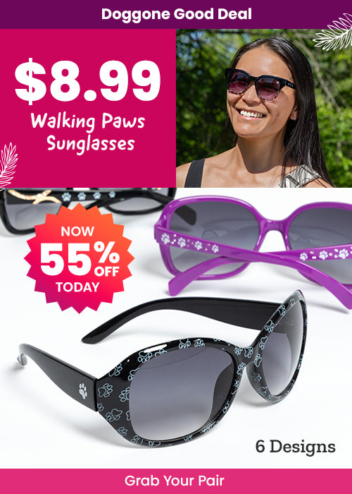 Get Walking Paws Sunglasses for $8.99 with 55% off today, available in 6 designs. Proceeds help support shelter pets and more through The Animal Rescue Site and GreaterGood.