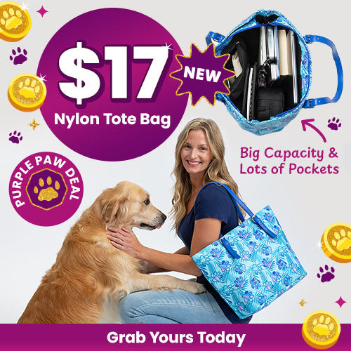 Grab the new Nylon Tote Bag for just $17! This Purple Paw Deal features a big capacity and plenty of pockets to keep you organized. Grab yours today to support shelter pets and more through The Animal Rescue Site and GreaterGood.