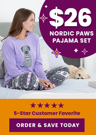 Get the 5-star customer favorite Nordic Paws Pajama Set for just $26! Order and save today to lounge comfortably while supporting shelter pets and more through The Animal Rescue Site and GreaterGood.