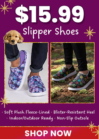 Step into comfort with $15.99 Slipper Shoes featuring soft plush fleece lining, a blister-resistant heel, indoor/outdoor ready design, and a non-slip outsole! Shop now to treat your feet while supporting shelter pets and more through The Animal Rescue Site and GreaterGood.