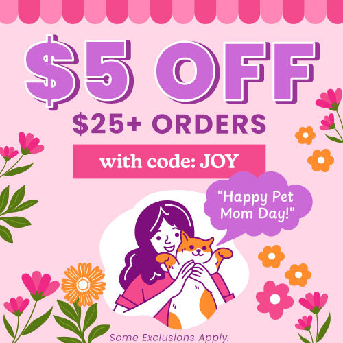 $5 Off $25+ Orders promotion from The Animal Rescue Site and GreaterGood. Proceeds help support shelter pets and more. Floral spring gifts, pet mom accessories, colorful cat-themed lifestyle items.