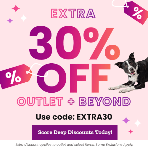 Extra 30% Off Outlet + Beyond promotion from The Animal Rescue Site and GreaterGood. Proceeds help support shelter pets and more. Discounted pet-themed apparel, accessories, and colorful everyday lifestyle essentials.