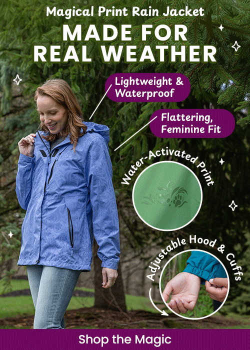 Shop for weather-ready jackets featuring a water-activated print and adjustable hood and cuffs. Proceeds help support shelter pets and more through The Animal Rescue Site and GreaterGood.