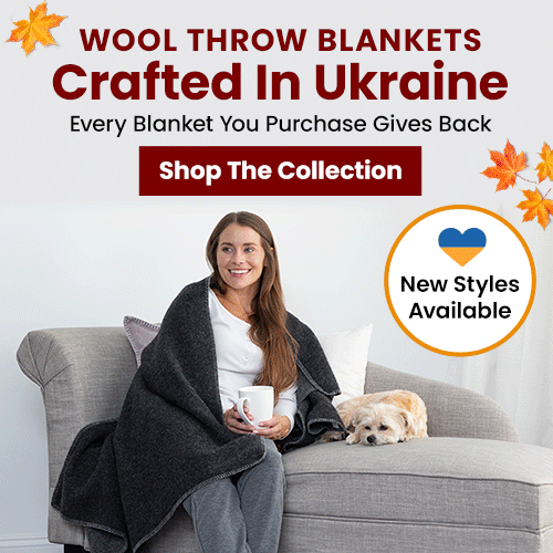 Explore the collection of Wool Throw Blankets crafted in Ukraine, where every blanket you purchase gives back. Shop now to stay warm and support meaningful causes through The Animal Rescue Site and GreaterGood.