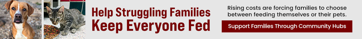 Support the Help Struggling Families Keep Everyone Fed campaign by The Animal Rescue Site and GreaterGood. Support families through community hubs to help as rising costs force families to choose between feeding themselves or their pets.