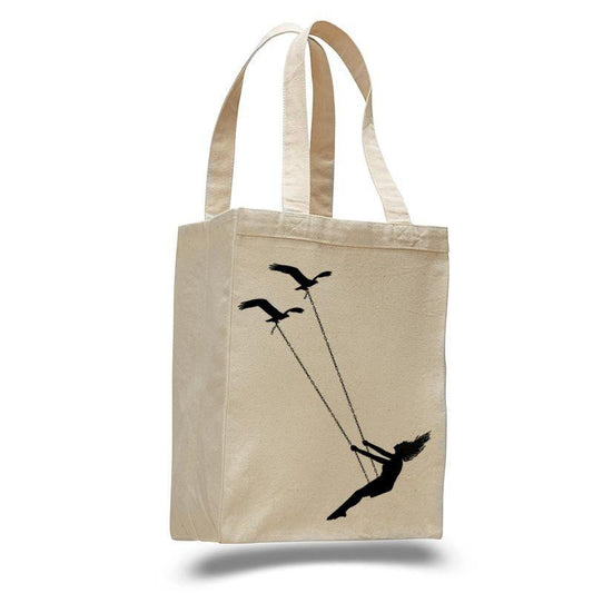 Flying Bird Swing Cotton Canvas Tote Bag