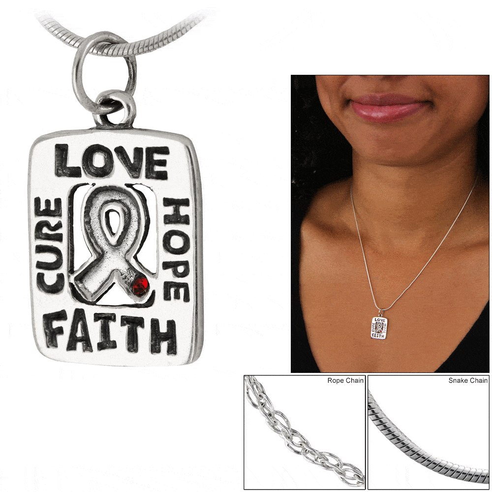 Hope for a Cure Diabetes Sterling Heart Necklace