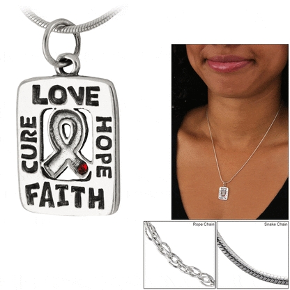Hope for a Cure Diabetes Sterling Heart Necklace