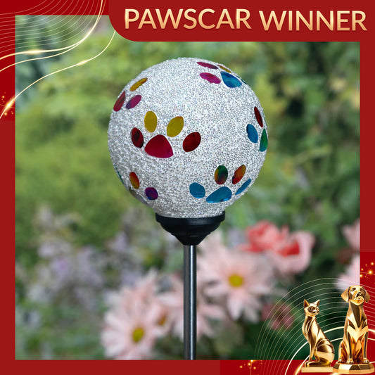 Multicolor Paws Beaded Solar Garden Stake