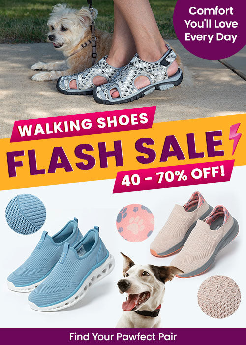 Shop the walking shoes flash sale with 40-70% off to "Find Your Pawfect Pair" and enjoy comfort every day. Proceeds help support shelter pets and more through The Animal Rescue Site and GreaterGood.