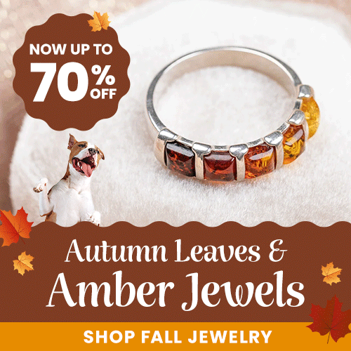 Shop the Autumn Leaves & Amber Jewels event for up to 70% off fall jewelry, featuring warm amber tones and seasonal styles. Every purchase helps support shelter pets and more through The Animal Rescue Site and GreaterGood.
