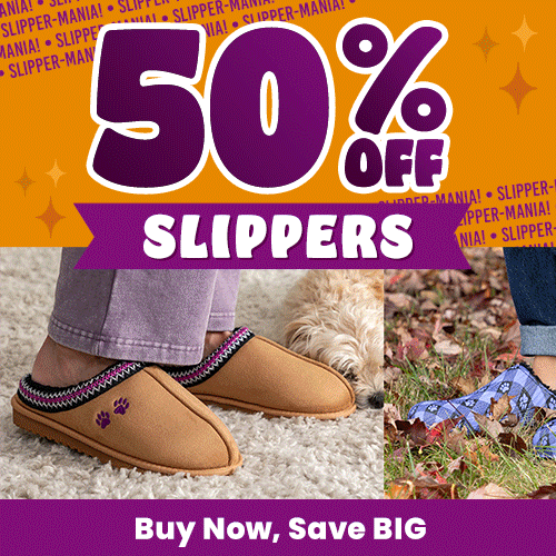 Take 50% off a wide selection of cozy slippers during the Slipper-Mania event. Buy now to save big and help support shelter pets and more through The Animal Rescue Site and GreaterGood.