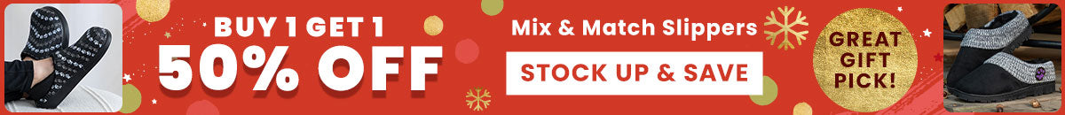 Buy 1 Get 1 50% Off Slippers from The Animal Rescue Site and GreaterGood, featuring black paw-pattern slip-on slippers; proceeds help support shelter pets and more.