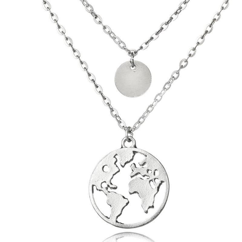 World Map Layering Necklace