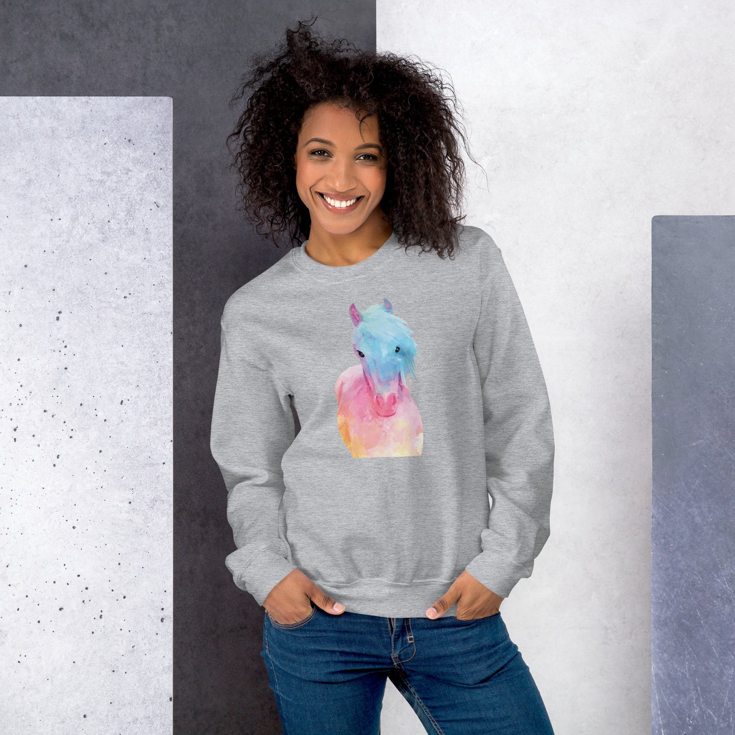 Horse in Sweet Pastels Crewneck Sweatshirt