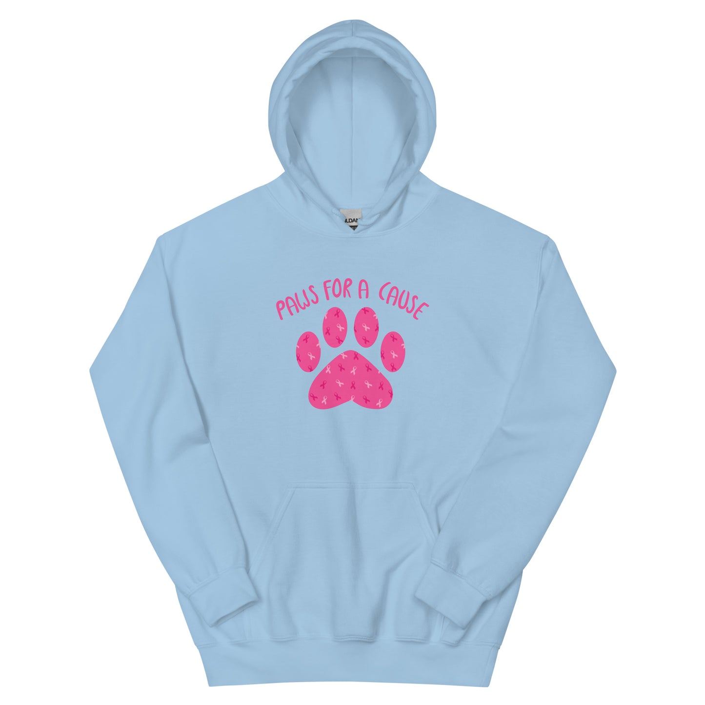 Paws For A Cause Pink Ribbon Paw Print Hoodie