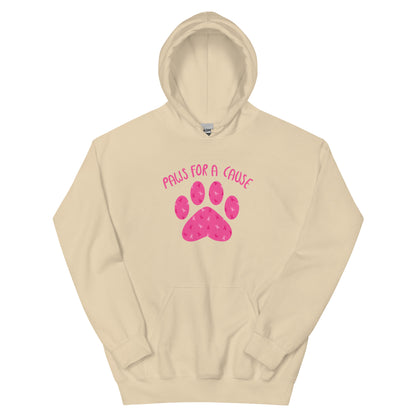 Paws For A Cause Pink Ribbon Paw Print Hoodie