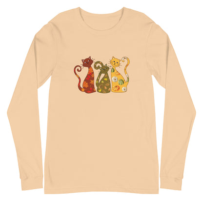 Festive Fall Cats Long Sleeve Tee