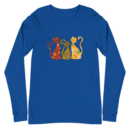 Festive Fall Cats Long Sleeve Tee